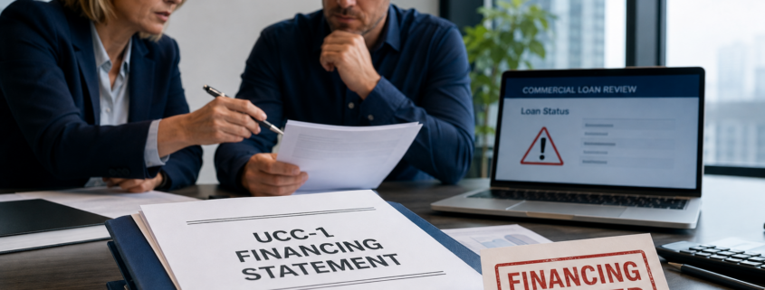 Business owner reviewing an MCA UCC-1 lien that is blocking business financing