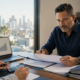 Los Angeles business owner reviewing merchant cash advance debt and payment options with a financial advisor